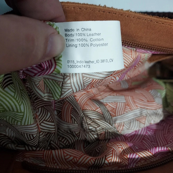 the Sak Denim Blue Natural Tan Metallic Gold Shoulder Leather Purse - Picture 12 of 16